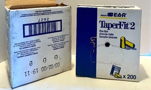 lot 161 image: Box of TaperFit 2 Plus Size Disposable Foam Earplugs, Approx. 200 Count