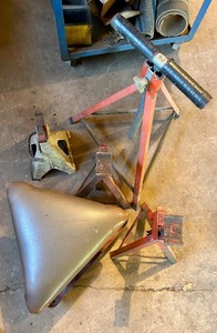 lot 165 image: Automotive Jack Stands, Creeper Seat, and Engine Support Bar Set