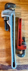 lot 177 image: Pair of Ridgid Pipe Wrenches, 14 Inch and 8 Inch