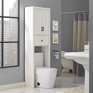 lot 8 image: CROSLEY FURNITURE Tara 22 in. W x 72 in. H x 11 in. D White Over-the-Toilet Storage   Customer Returns See Pictures