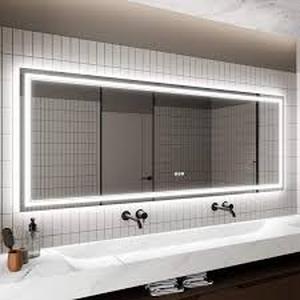 lot 17 image: EAKYHOM 84 in. W x 32 in. H Rectangular Frameless Anti-Fog Wall Dimmable Backlit Dual LED Bathroom Vanity Mirror in Silver  Customer Returns See Pictures