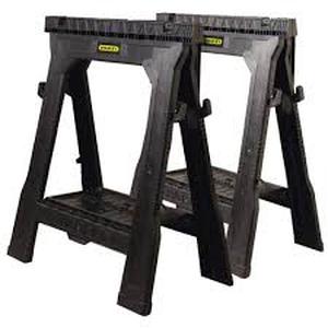 lot 33 image: Stanley 31 in. H Plastic Folding Sawhorse (2 Pack)  Customer Returns See Pictures