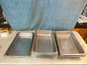 lot 59 image: 16 Full Size Perforated Stainless Steel Steam Table Pans