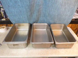 lot 60 image: 5 Full Size Stainless Steel Steam Table Pans