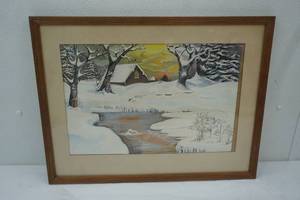 lot 10 image: Vintage Winter Print