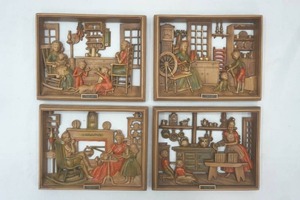 lot 194 image: Vintage Burwood Products Wall Plaques Set of 4