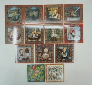 lot 197 image: Norwegian Folk Art Decorative Ceramic Tiles