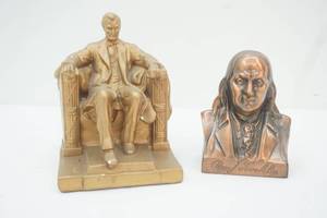 lot 231 image: Benjamin Franklin Coin Bank & Abraham Lincoln Statue