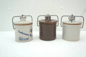 lot 240 image: (3ct) Vintage Cheese Crocks