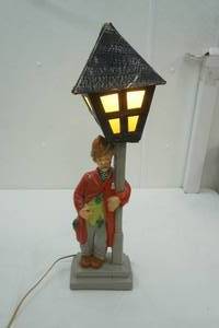 lot 273 image: Vintage Chalkware Hobo Leaning On Lamp Post 24 tall