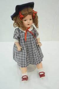 lot 282 image: Vintage Composition Doll with Stand 20 Tall