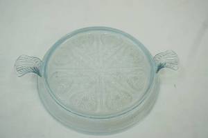 lot 297 image: Vintage Fire-King Oven Glass Sapphire Blue Philbe Pattern Embossed Trivet Hot Plate 8