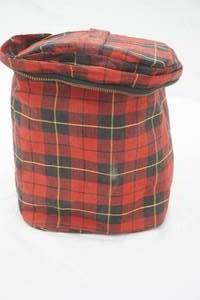 lot 351 image: Vintage Travel Electric Coffee Pot Kit wRed Plaid Bag