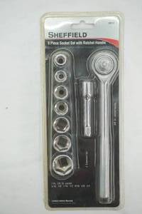 lot 396 image: NEW Sheffield 9 Piece Socket Set with Ratchet Handle