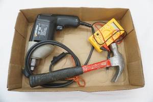 lot 418 image: Black & Decker 38 Drill, Volt Tester, Hammer