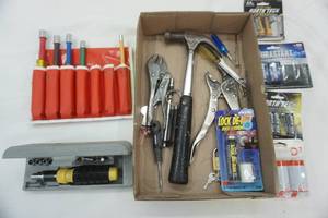 lot 464 image: Nut Drivers, Screwdriver & Socket Set Hammer, Crescent Wrench, De-Icer, Batteries & More
