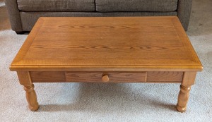 lot 6A image: LR - Oak Coffee Table with Drawer