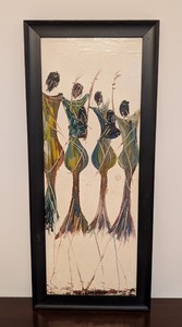 lot 62 image: LL - Framed Abstract Textured Painting of Figures