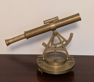 lot 65 image: LL - Vintage Brass Surveyor Transit with Compass and Level