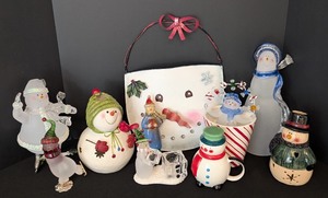 lot 81 image: LL - Assorted Snowman Figurines and Holiday Decor, Set of 10