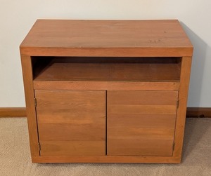 lot 150 image: LL - Wooden Cabinet with Open Shelf and Double Doors