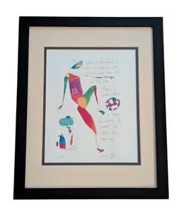 lot 170A image: LL - Framed 1997 Signed Soccer Artwork with Abstract Illustration