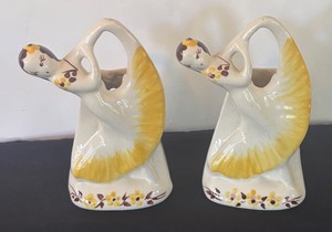 lot 29R image: P - Pair of Vintage California Pottery Dancing Lady Planter Vases