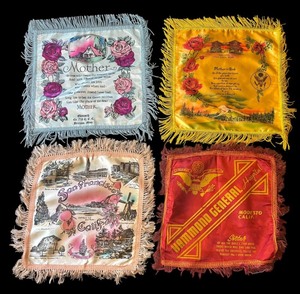 lot 31R image: P - Set of 4 Vintage Fringed Pillowcases including San Francisco, Hammond General Hospital, Mother Themes and More