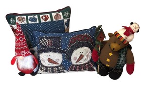 lot 106R image: BR - Holiday Decor Set with Festive Snowman Pillows and Plush Figures