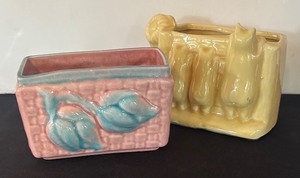 lot 120R image: P - Pair of Vintage Royal Copley and Shawnee Ceramic Planters
