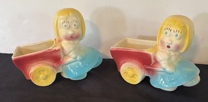 lot 133R image: P - Pair of Vintage Dutch Girl Ceramic Planters
