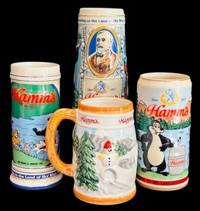 lot 19H image: FLR - Set of 4 Vintage Hamms Beer Collectible Steins
