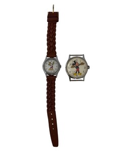 lot 41HH image: FLR - Lot of 2 Disney Mickey Mouse Wristwatches with Brown Braided Strap