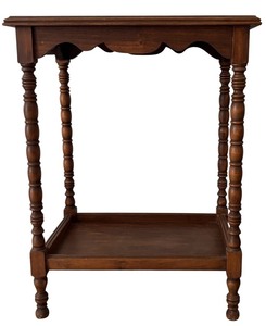 lot 54H image: FLR - Vintage Wooden Side Table with Turned Legs 26in H x 20in L x 14.25in D