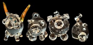 lot 128H image: FLR - Set of 4 Vintage Crystal or Glass Animal Figurines