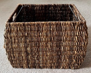 lot 129H image: FLR - Woven Storage Basket with Handles, 12x15x11 Inches