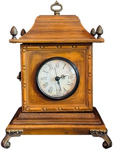 lot 130H image: FLR - Vintage Wooden Carriage Clock Box with Decorative Feet