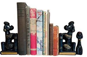 lot 134H image: FLR - Vintage Book Collection with Black Ceramic Poodle Bookends and Figurine