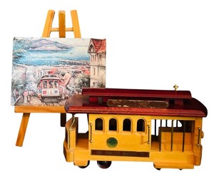 lot 135H image: FLR - Vintage Picture on Easel and San Francisco Municipal Musical Cable Car Model