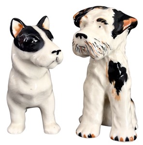 lot 198H image: FLR - Set of 2 Vintage Ceramic Dog Figurines, 4.5 Inches Tall