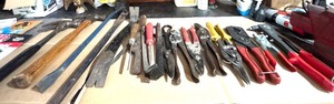 lot 203H image: GS - Lot of Hand Tools Including Hammers, Pry Bars, Pliers, and More