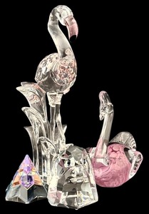 lot 229H image: FLR - Collection of 4 Vintage Glass and Crystal Figurines Including Flamingo, Swan, Eagle and Paperweight