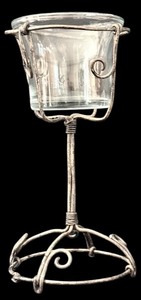 lot 232H image: FLR - Vintage Metal Candle Holder and Set of 3 Ardalt Japan Mini Porcelain Dog Plates