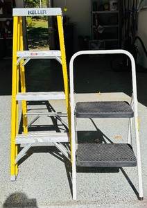 lot 292H image: G - Keller 4 Ft. Fiberglass Ladder Model 774 and Cosco 2-Step Utility Ladder