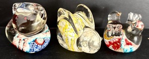 lot 309H image: FLR - Set of 3 Colorful Glass Animal Paperweights, 2.5 Inches Tall