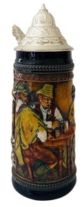 lot 321H image: FLR - Vintage Gerz German Beer Stein with Pewter Lid, 10 Inch