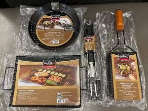 lot 8 image: Mr. Bar-B-Q Grill Accessory Set with Searing Topper, Skillet, Flip Basket, and Tool Set