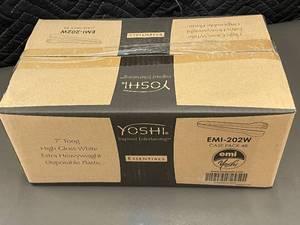 lot 33 image: Case of 48 Yoshi 7-Inch High Gloss White Disposable Plastic Tongs
