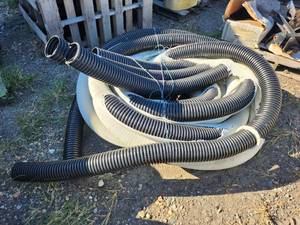 lot 24 image: Coiled Black Corrugated Drainage Pipe with Fittings