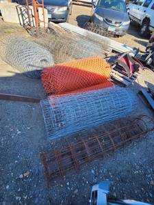 lot 33 image: Lot of Construction and Fencing Material Rolls Including Wire Mesh and Safety Barrier